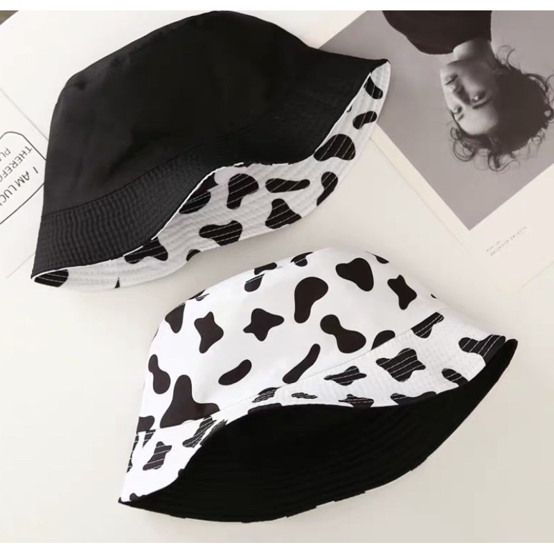 Nón bucket 2 mặt bò sữa hottrend