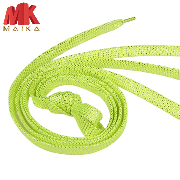 (1 đôi) - Dây Buộc Giày Sợi Dẹt Xanh Lá Nhạt Kim Tuyến Bạc MKPK6 110cm - dây giày nam nữ, dây giày thể thao dẹt, dây buộc giày thời trang, dây giày dù, dây dù, dây giày phượt, dây giày vải MK MAIKA