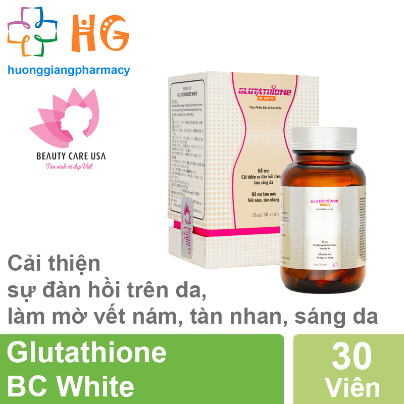 Glutathione BC White - Viên uống trắng da, mờ nám và tàn nhang (Lọ 30 viên)