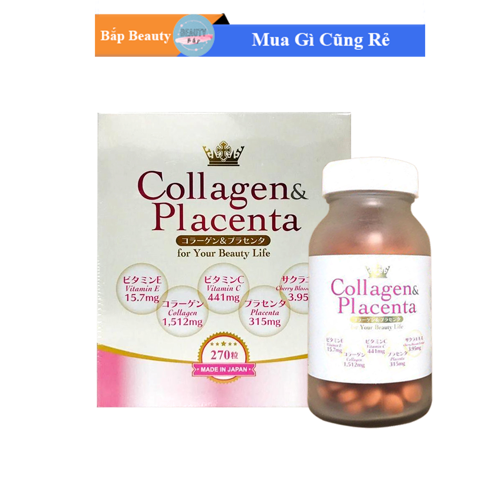 Viên uống trắng da Collagen & Placenta 5 in 1 Nhật Bản