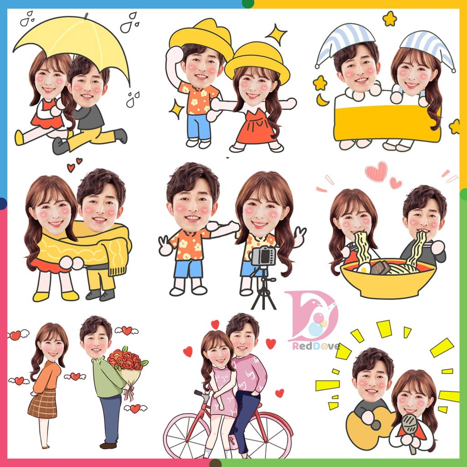 Chibi cặp đôi, hình ɡhép anime chibi cặp đôi cute siêu ngộ nghĩnh RTK010 RedDove