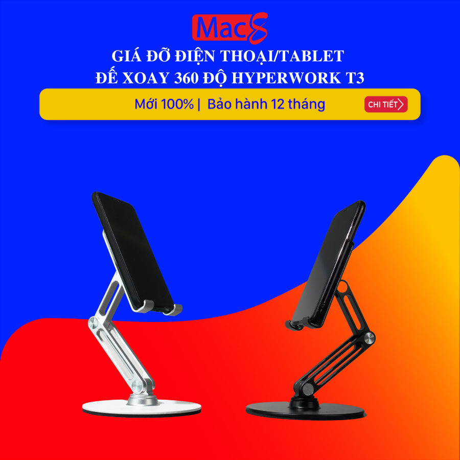 Giá đỡ điện thoại/tablet đế xoay 360 độ HyperWork T3