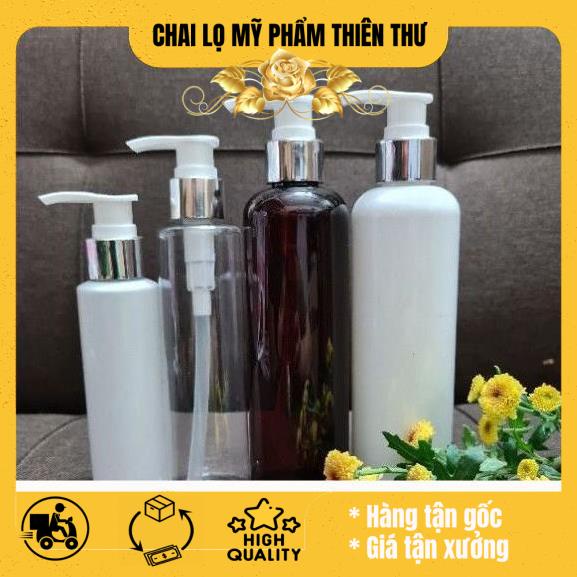 Chai nhựa pet vòi nhấn sữa tắm Xi bạc/vàng 100ml 150ml 200ml 250ml chiết mỹ phẩm