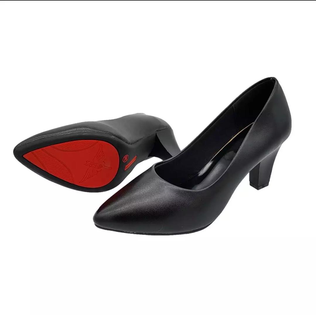Giầy cao gót da thật nữ 7cm đế vuông tôn dáng xinh