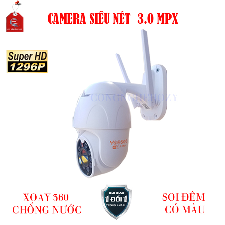 Camera ngoài trời yoosee 3mpx 1296p,soi đêm có màu,xoay 360 độ, đàm thoại 2 chiều