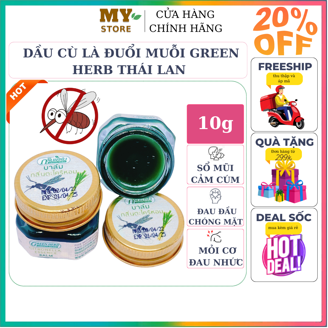 Dầu cù là đuổi muỗi green herb thái lan 10g