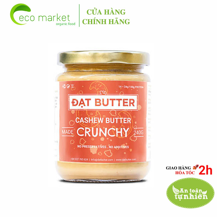 Bơ hạt điều tự nhiên có hạt Đạt Butter 210g