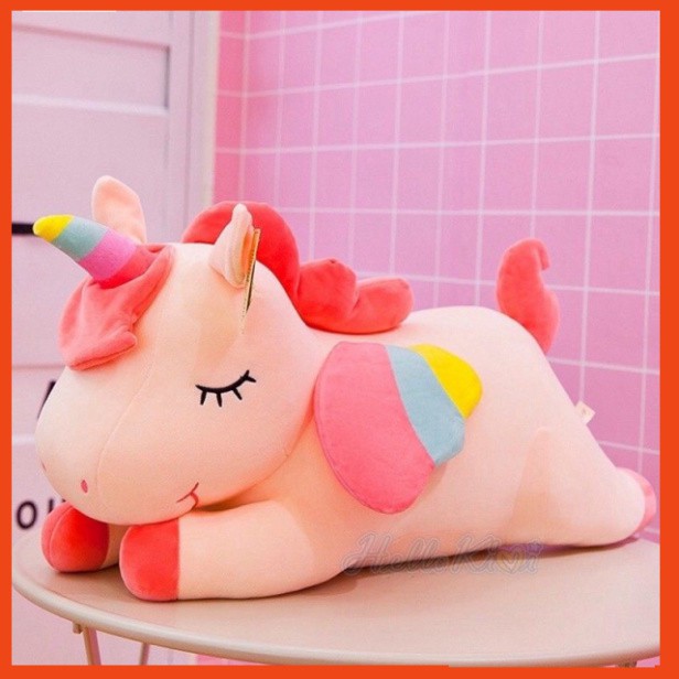 Gấu bông hình kỳ lân một sừng đáng yêu mềm mịn _ Gấu bông unicorn ngựa 1 sừng kich thước 60-80cm làm quà tặng