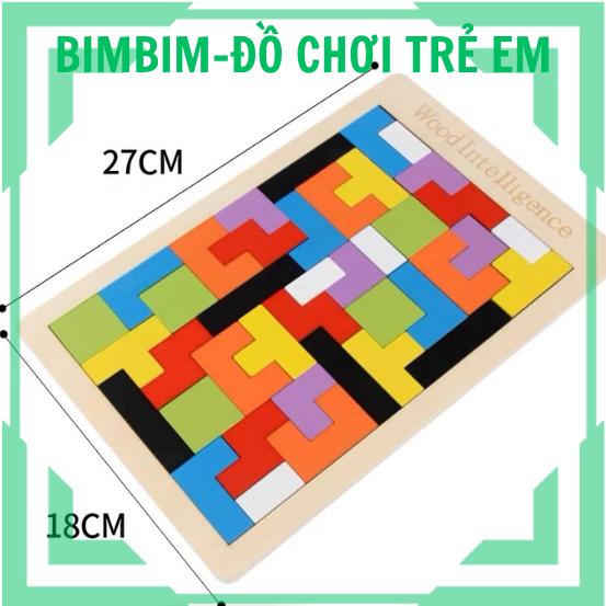 Đồ chơi xếp hình thông minh, đồ chơi xếp gạch bằng gỗ - bimbim