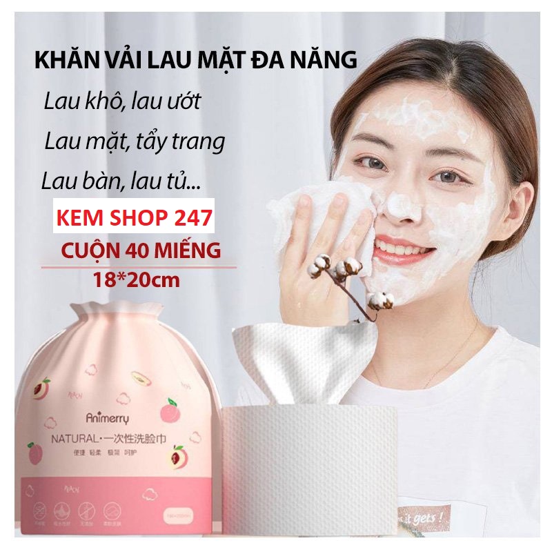 Khăn lau mặt dùng 1 lần lau khô lau ướt , khăn giấy cotton lau mặt khô dùng 1 lần
