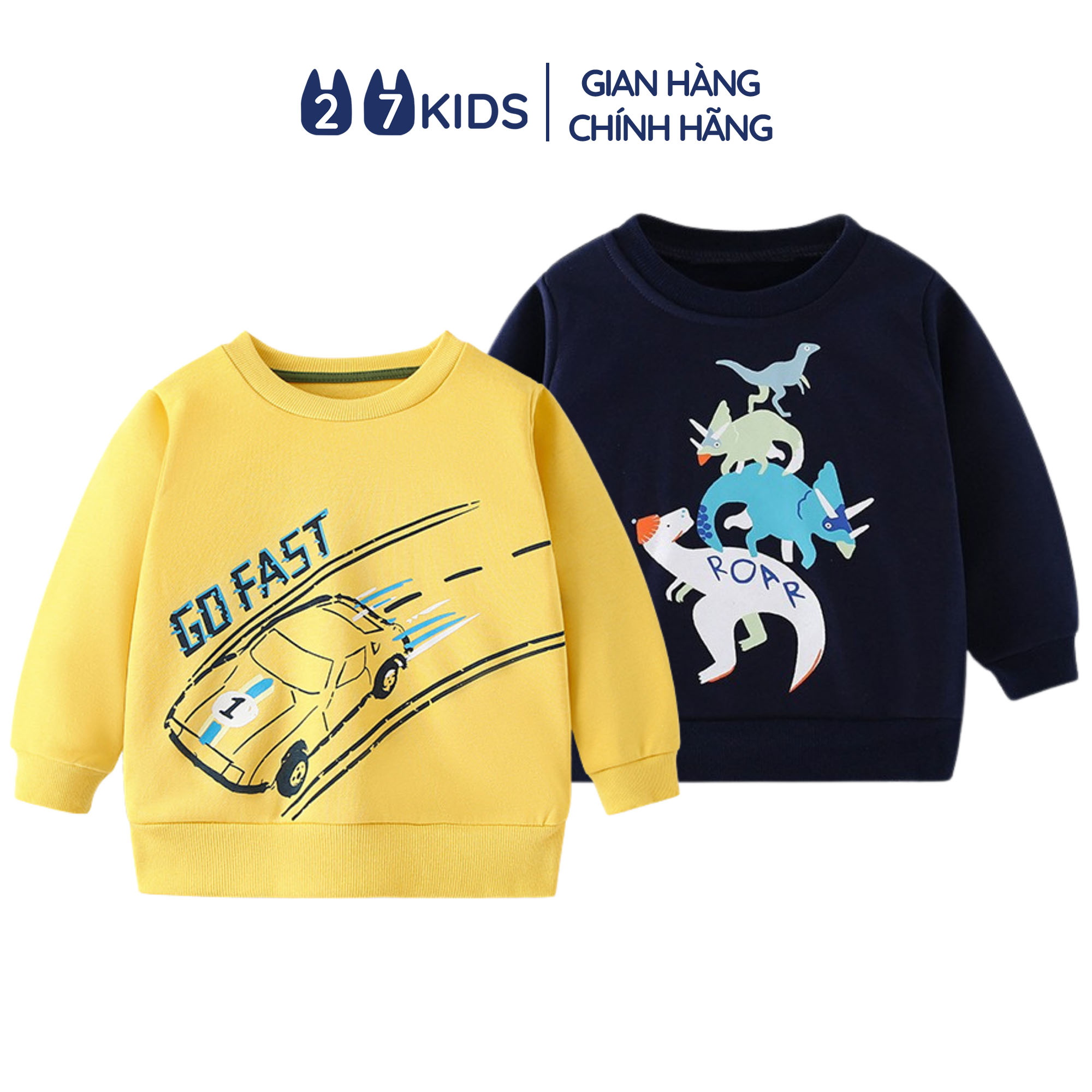 Áo thun nỉ bé trai dài tay 27Kids Forest Kingdom áo nỉ da cá nam cho trẻ từ 2-10 tuổi BLSS9