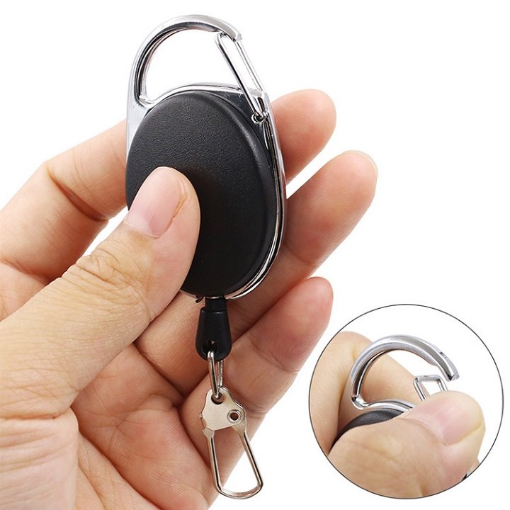 Móc khóa hình bầu dục kiểu dây rút gọn sử dụng móc túi xách balo tiện ích - 1050