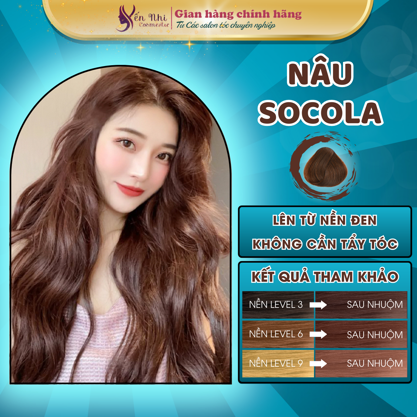 Thuốc nhuộm tóc nâu socola không cần thuốc tẩy tóc, thuốc nhuộm tóc nâu chocolate 100ml