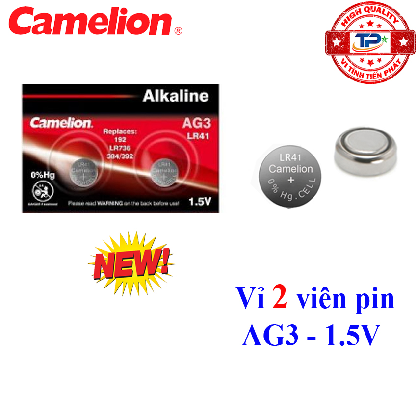 Vỉ 2 viên pin đồng hồ đeo tay AG3 / LR41 / LR736 Camelion Alkaline 1.5 V (mẫu mới) , SR41SW / 192 / 384 / 392 / SR41SW Pin nút áo