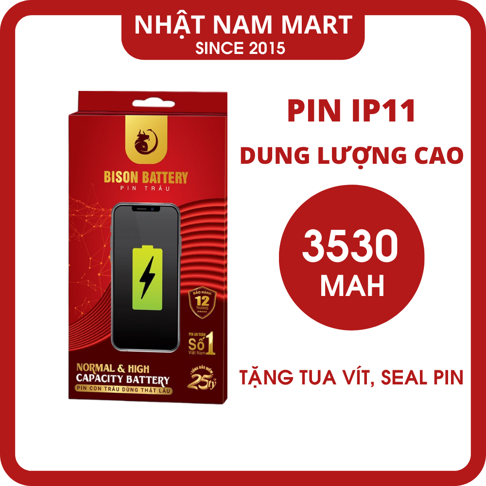 Pin Bison dung lượng cao 11 , dung lượng 3530mah, hàng chính hãng, bảo hành lỗi 1 đổi 1