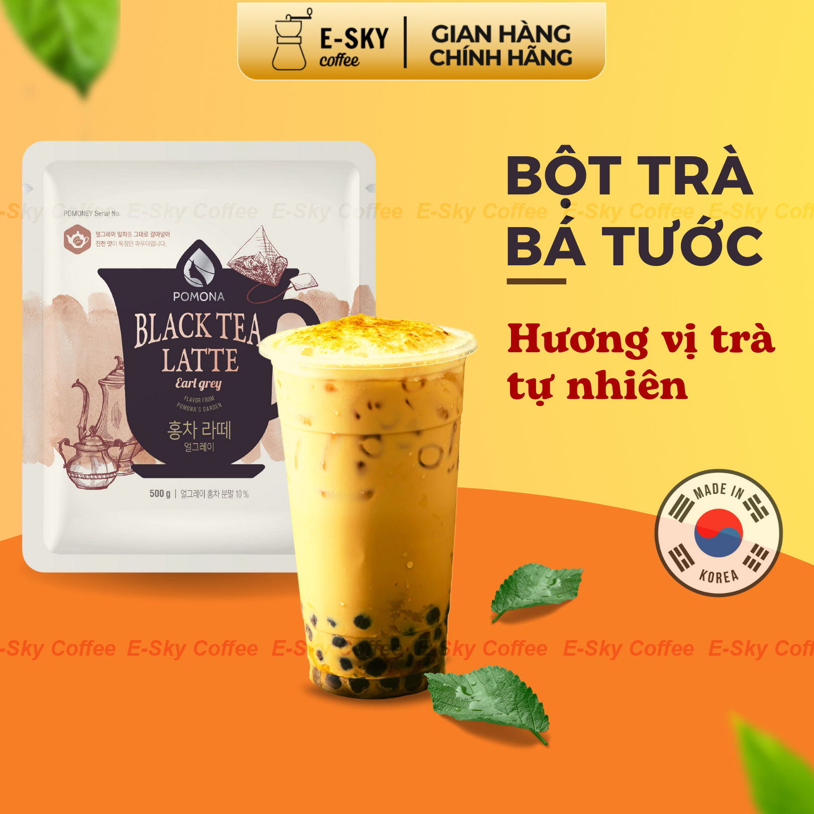 Bột trà bá tước pomona earl grey tea powder nguyên liệu pha chế trà sữa milk foam hàn quốc 500g