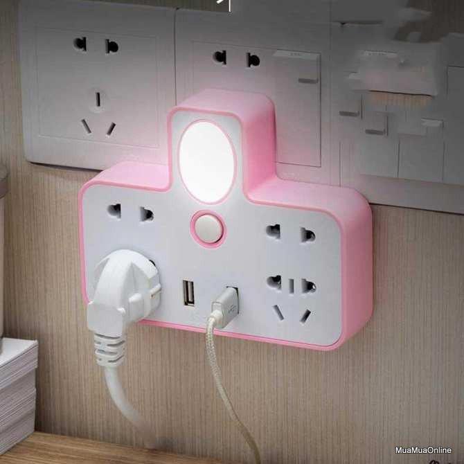 (NẠP ĐIỆN NHANH - CHỐNG CHÁY NỔ) - Ổ CẮM ĐIỆN CHIA 2 CỔNG USB TIỆN LỢI - NẠP ĐIỆN CẤP TỐC CHO MỌI THIẾT BỊ, CHỐNG GIẬT, TIẾT KIỆM ĐIỆN - Ổ CẤM ĐIỆN KIÊM ĐÈN NGỦ