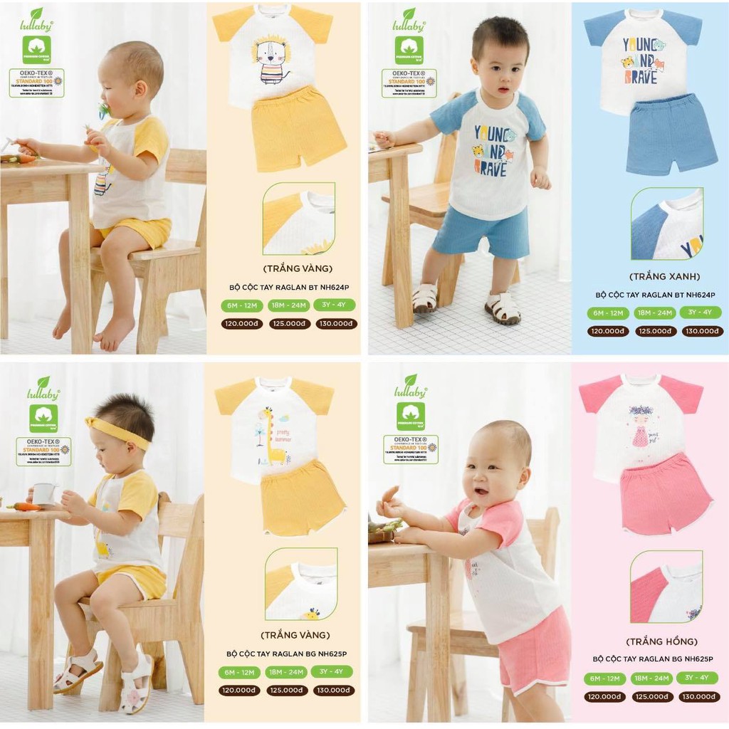 Bộ cộc tay Raglan bé trai/gái Lullaby