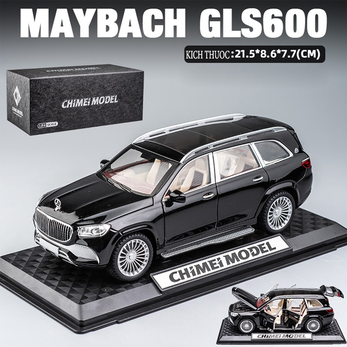 Mô hình tĩnh đồ chơi xe ô tô Mercedes Benz Maybach GLS600 GLS 600 GLS-600 1:24 Chimei thép mở cửa, còi, đèn, có bệ đứng giá siêu rẻ