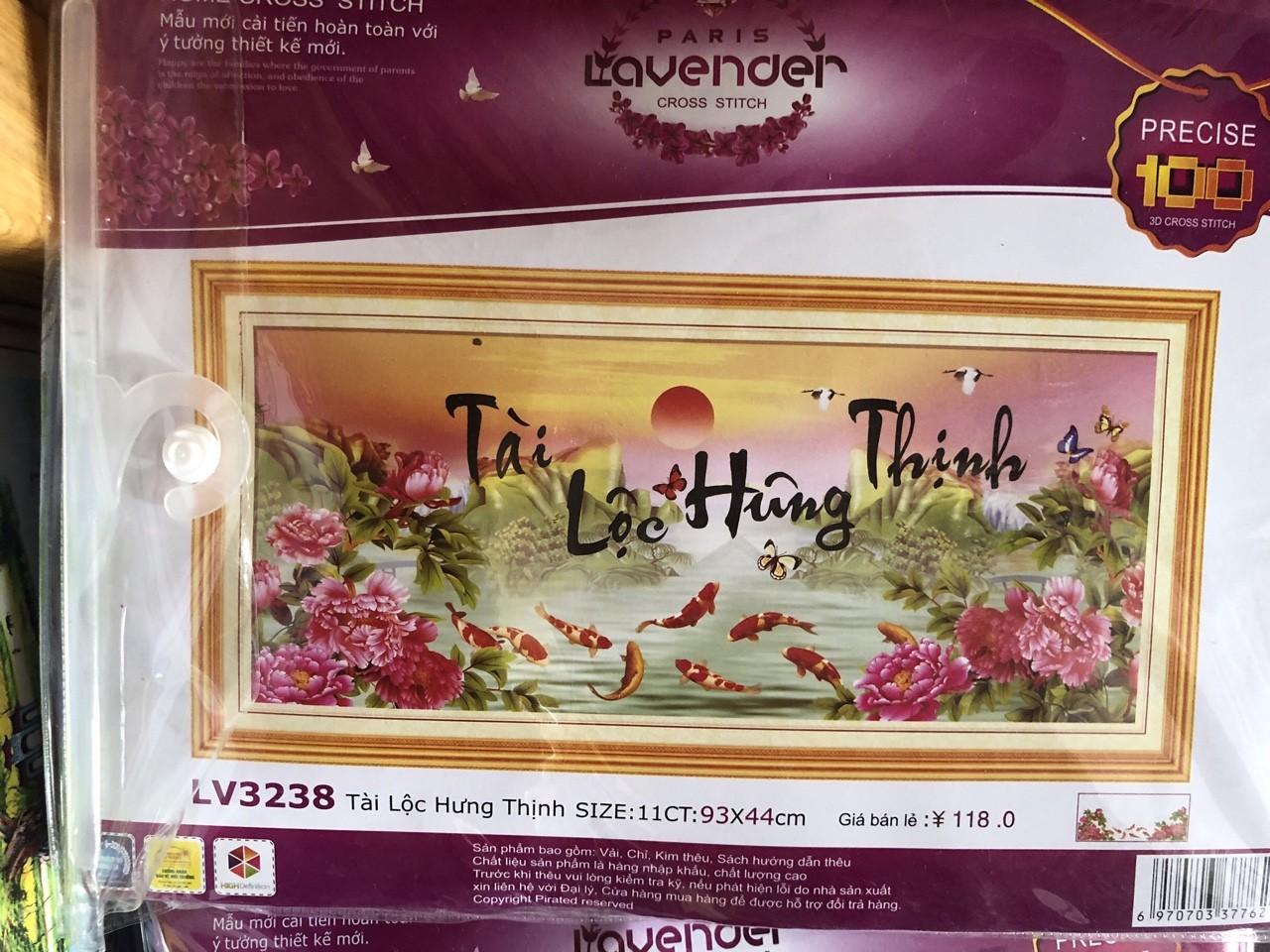Tranh thêu tài lộc hưng thịnh lv3238 kích thước 93 x 44cm