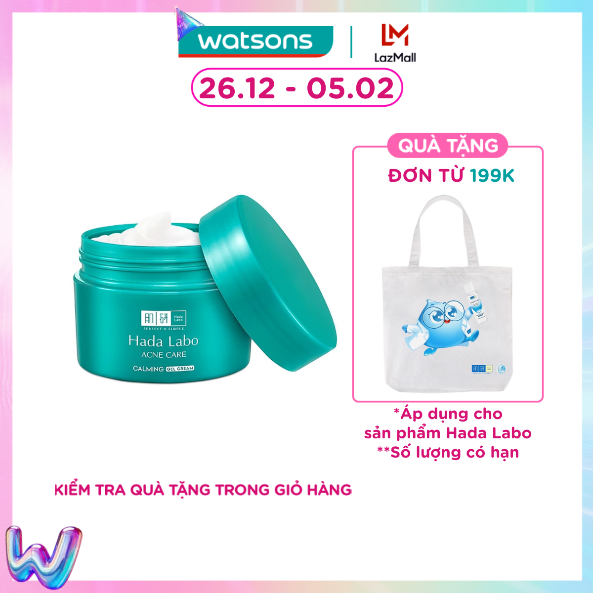 [MUA LÀ CÓ QUÀ] Gel Hada Labo Dưỡng Ẩm Cho Da Mụn, Nhạy Cảm Acne Care Calming Gel Cream 50g