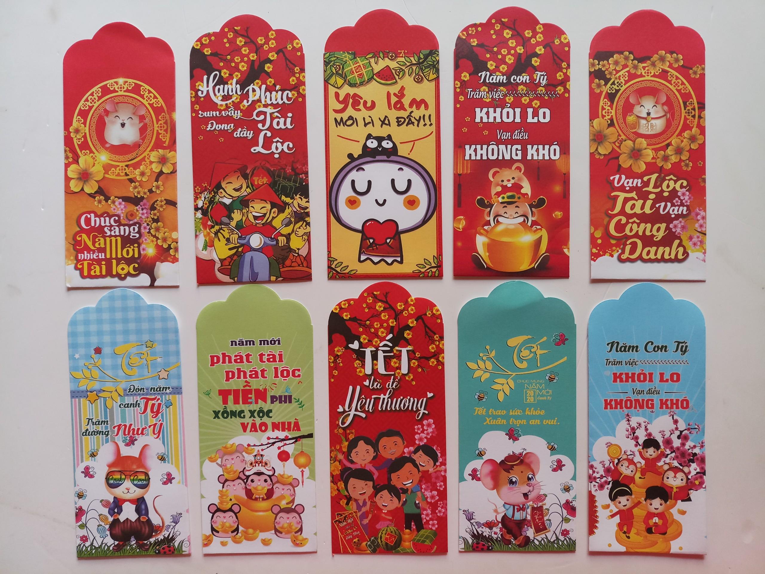 Combo 50 bao lì xì tết canh tý 2020 loại đẹp