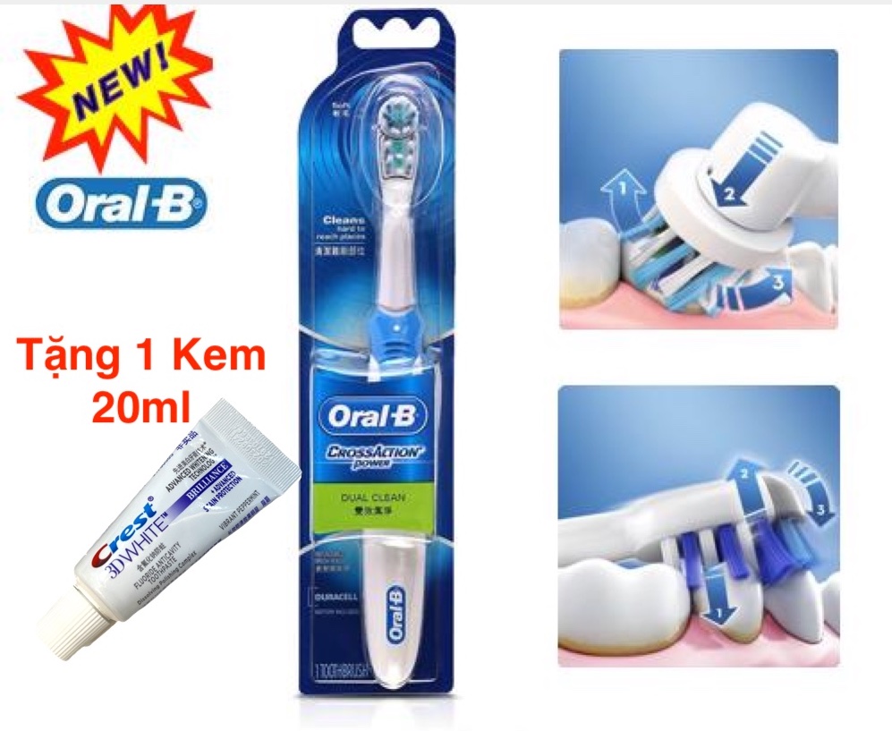 [HCM]Bàn chải đánh răng điện siêu bền Oral-B 3D White Action chạy pin AA tặng Kem đánh răng làm trắng răng Crest 3D White Brillance sample 20ml(Tmall- kem mẫu tiếng Trung)