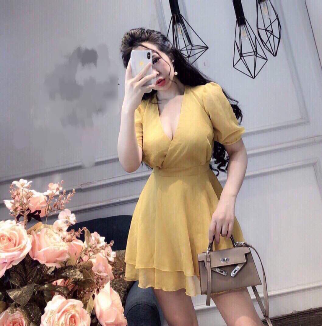[HCM]Đầm xòe 2 lớp cổ V