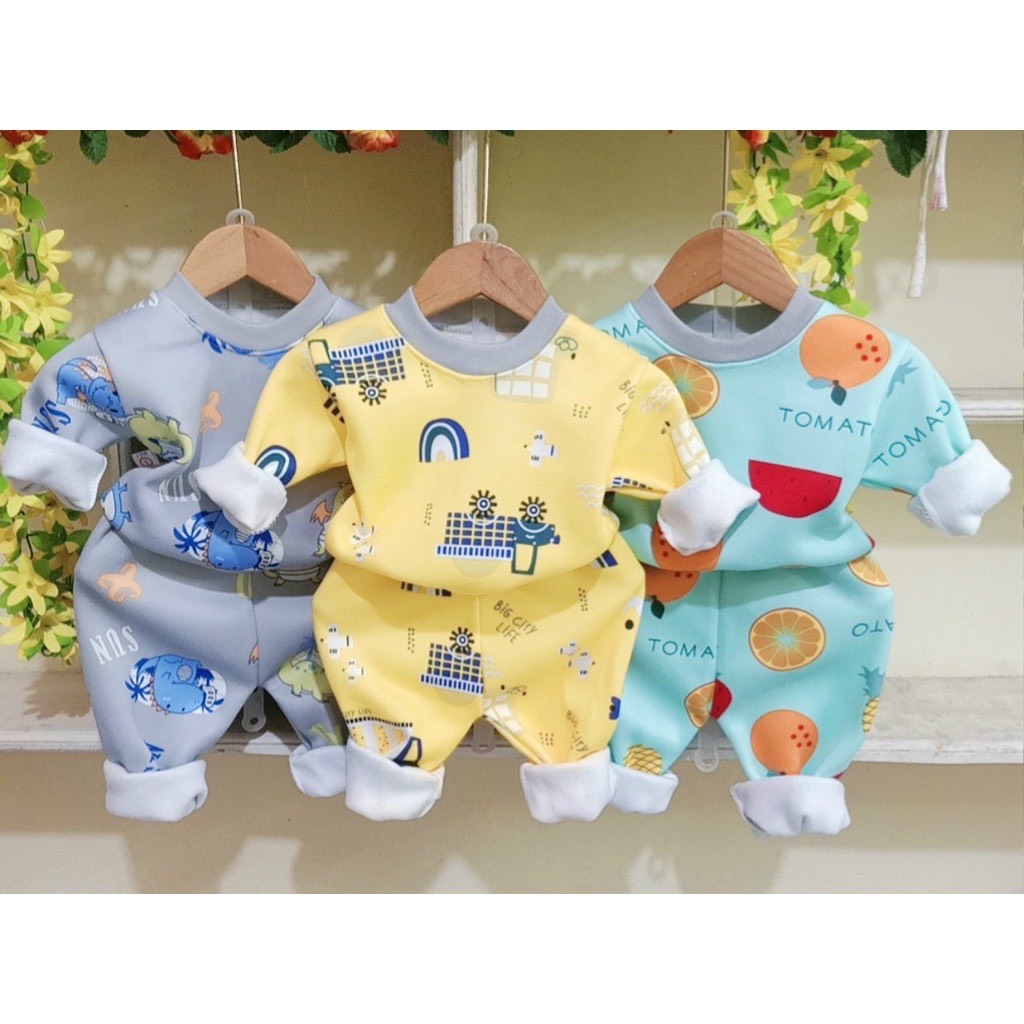 Bé trai- 5 bộ quần áo nỉ bông giành cho bé trai- 5 bộ sẽ 5 hình họa tiết đẹp- dễ thương- Nỉ bông trẻ em mùa đông