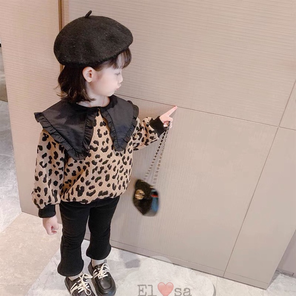 Quần áo bé gái - Bộ áo da beo kèm quần umi siêu xinh cho bé gái 1-5 Tuổi