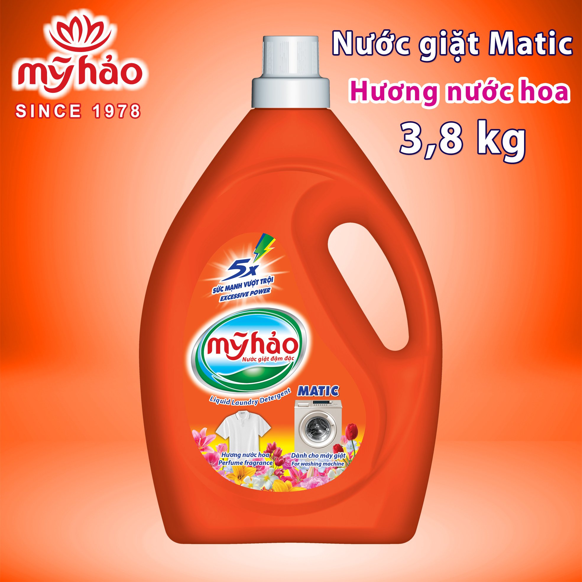 Nước giặt đậm đặc mỹ hảo 5x hương nước hoa dành cho giặt máy 3.5kg