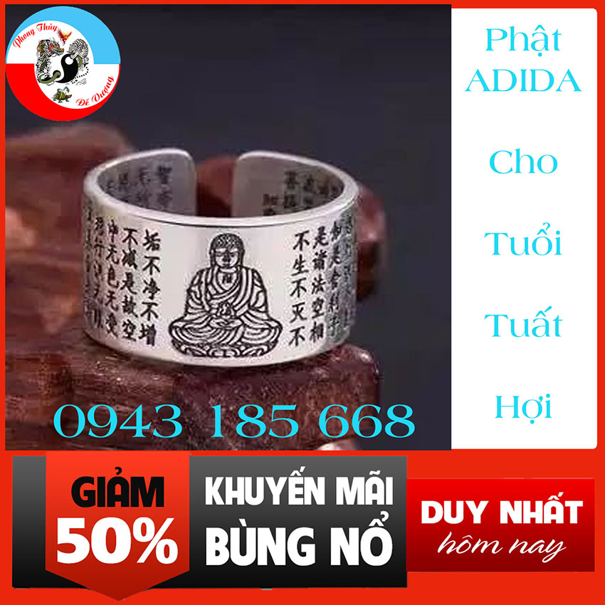 Nhẫn Phật Bản Mệnh - Khắc Kinh Chú Bát Nhã Tâm Kinh - Giúp Cuộc Sống Bình An - Mang Lại Tài Lộc - Nhẫn Phong Thủy – Tấn Tài Tấn Lộc