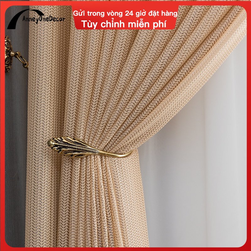 Ready Stock Luxury Sliding Door Sheer Tulle Curtain Light Brown Decorative