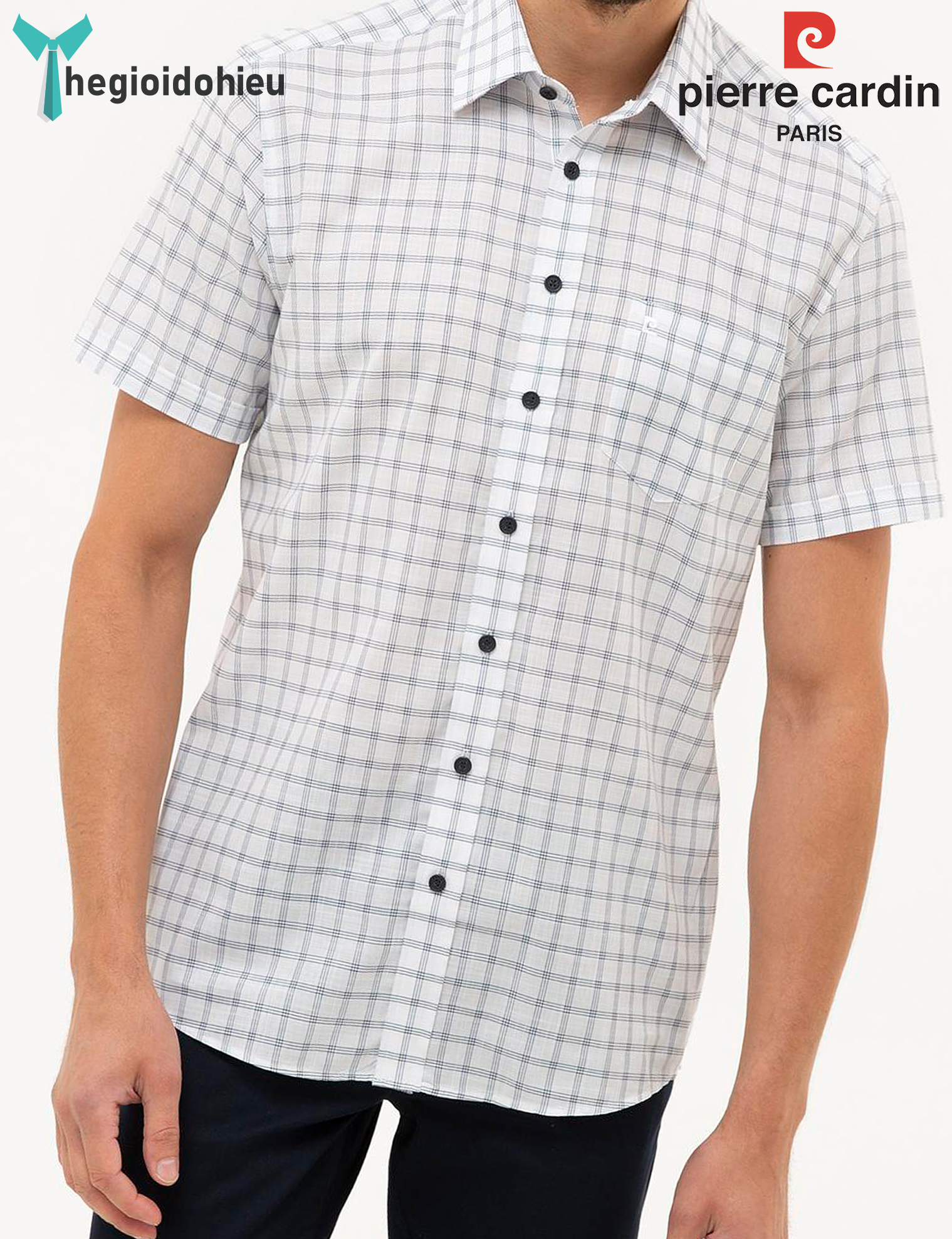 Áo sơ mi nam ngắn tay Pierre Cardin PCShirt83 - Hàng nhập khẩu - Có túi