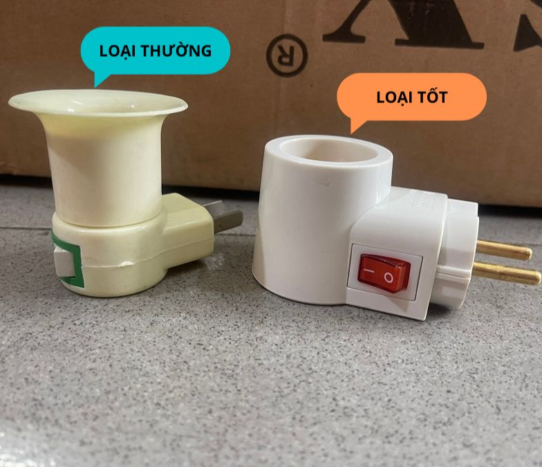 Đui đèn e27 đui xoáy có công tắc tắt / bật kèm phích cắm tiện dụng