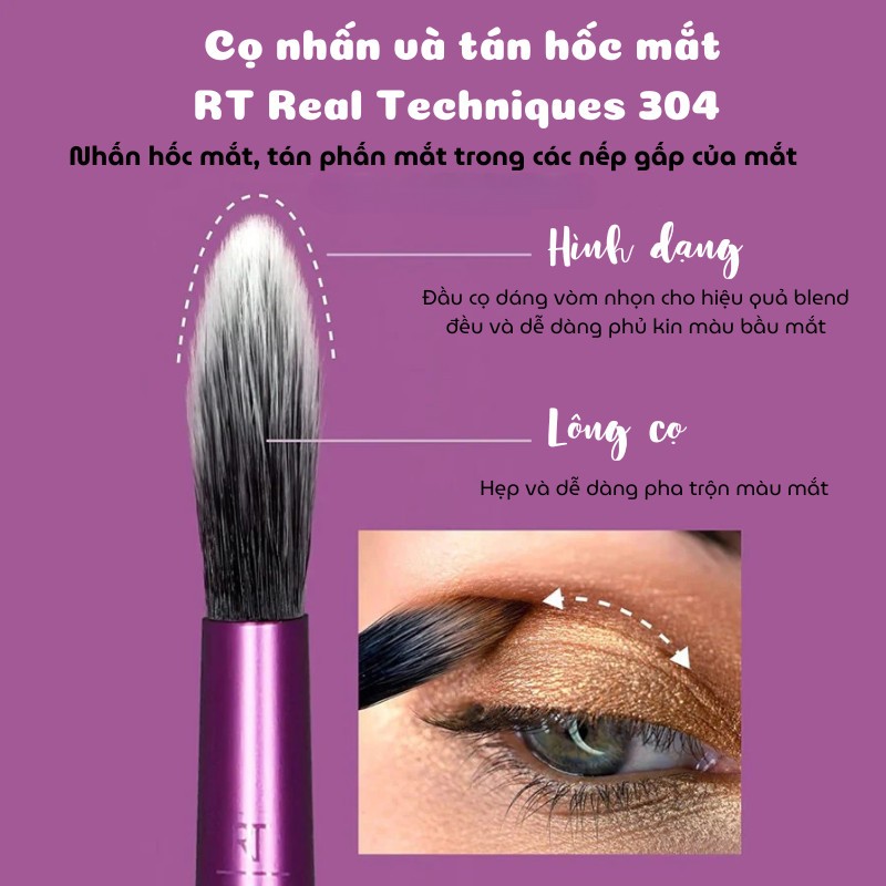 Cọ nhấn và tán hốc mắt rt real techniques defining crease rt304