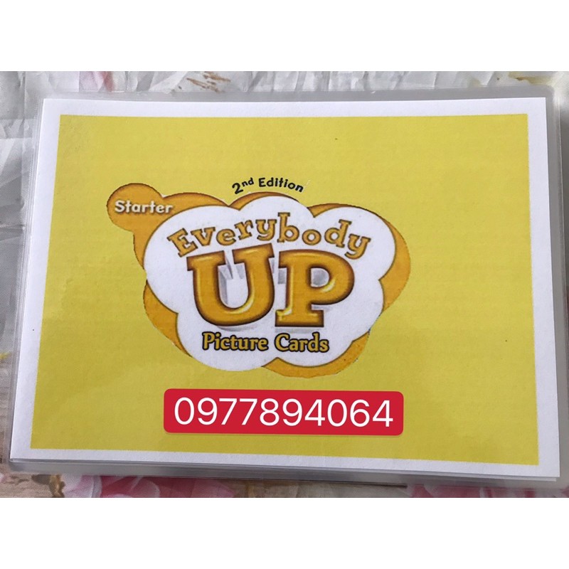 Thẻ Flashcards Tiếng Anh Everybody up stater -104 thẻ kích thước A5 thiết kế 2 mặt -ép plastics bền đẹp
