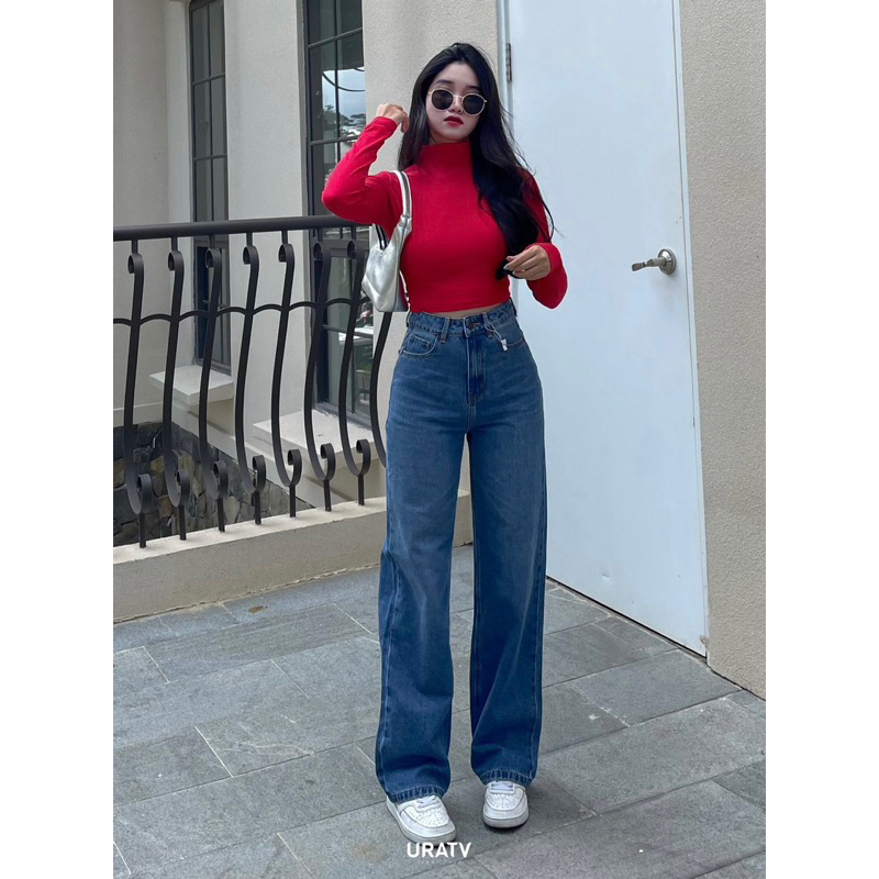 Quần jeans suông dài 102cm chất cotton jeans xịn dầy dặn pre280
