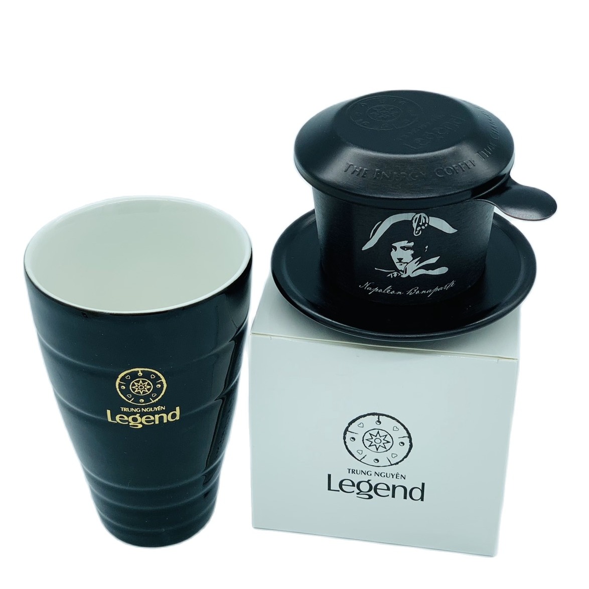 Bộ Ly Gốm Bát Tràng và Phin đen Trung Nguyên Legend( Combo)