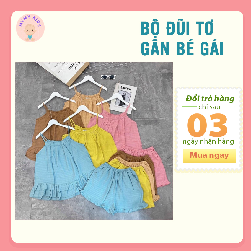 Bộ áo 2 dây cho bé gái - chất liệu đũi tơ gân, cho bé từ 8-12kg - áo 2 dây cho bé gái, áo 2 dây bé gái, áo 2 dây em bé, áo bé gái 2 dây, áo 2 dây thun gân bé, áo 2 dây bé 8kg, áo 2 dây trẻ em 1 tuổi - mymy kids