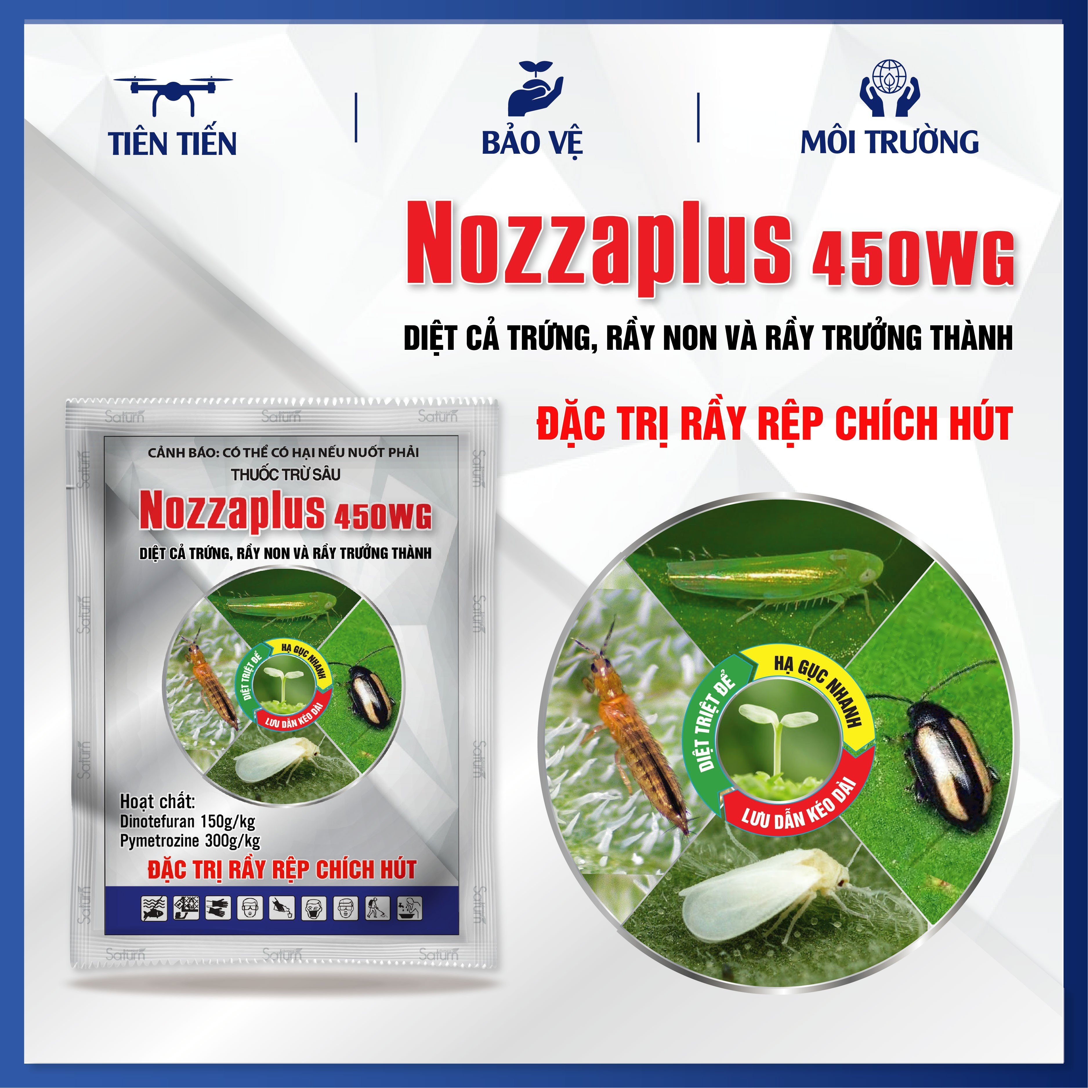 Nozzaplus 450wg 20gr diệt rầy xanh / bọ trĩ / bọ nhảy / rầy rệp chích hút