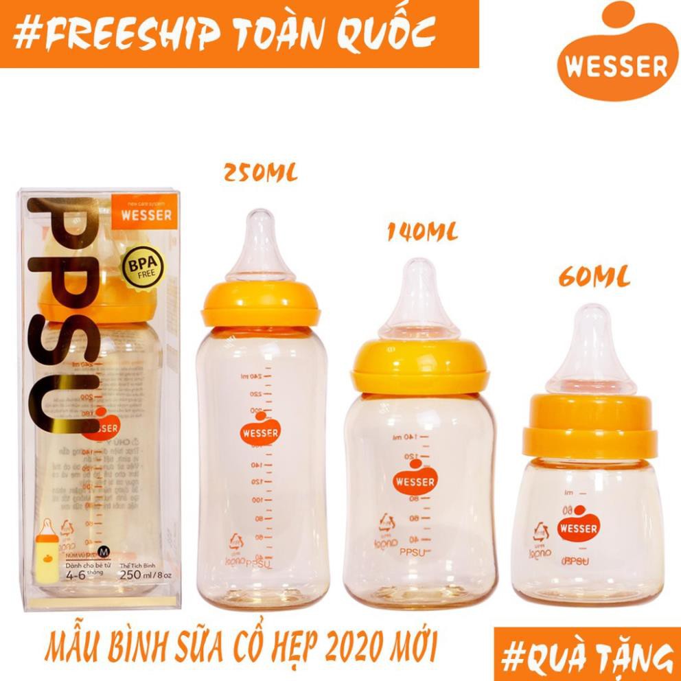 Bình sữa cổ hẹp cao cấp ppsu wesser