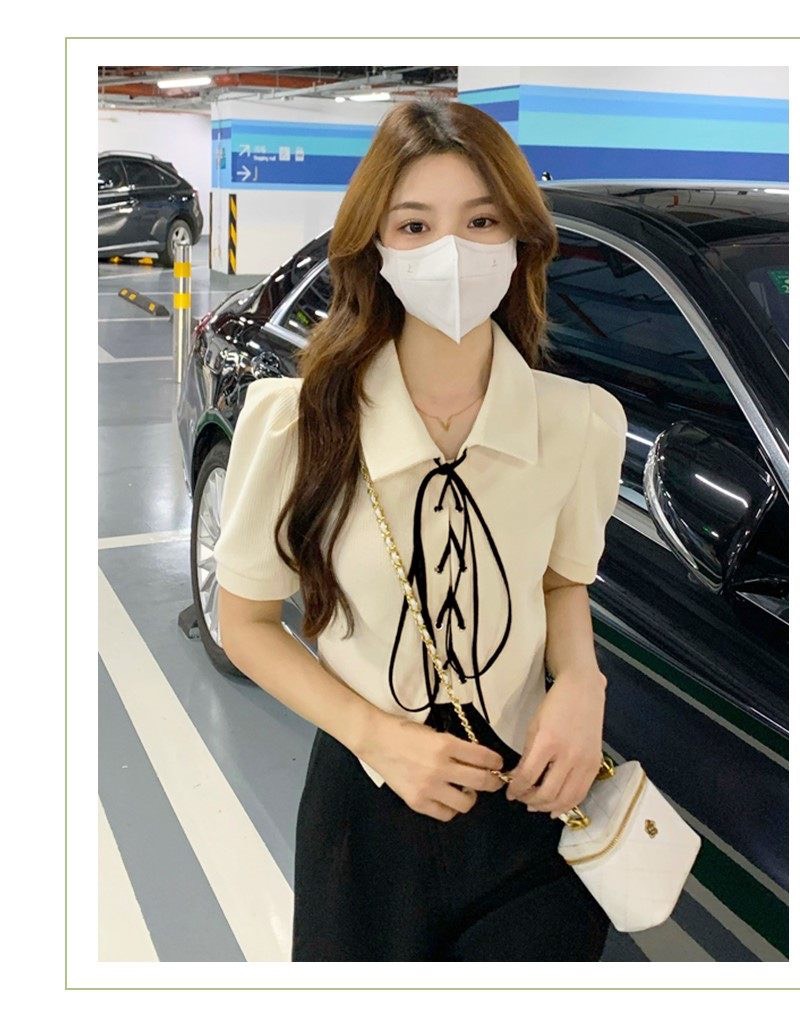 Áo polo cổ sơ mi đan dây ngực vạt nhọn cực xinh hot 2022