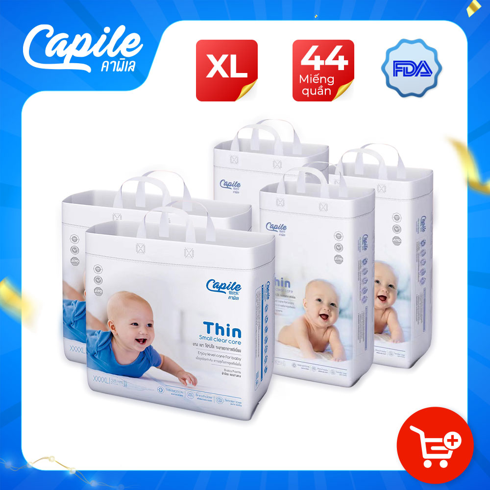 Tã/bỉm trẻ em nhãn hiệu capile - dạng quần - size xl 44 miếng - dành cho bé từ 12-17 kg