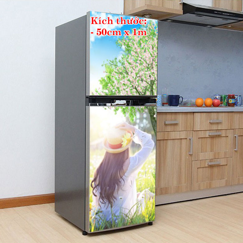[HCM]Decal dán trang trí tủ lạnh mẫu hình cô gái chất liệu đẹp