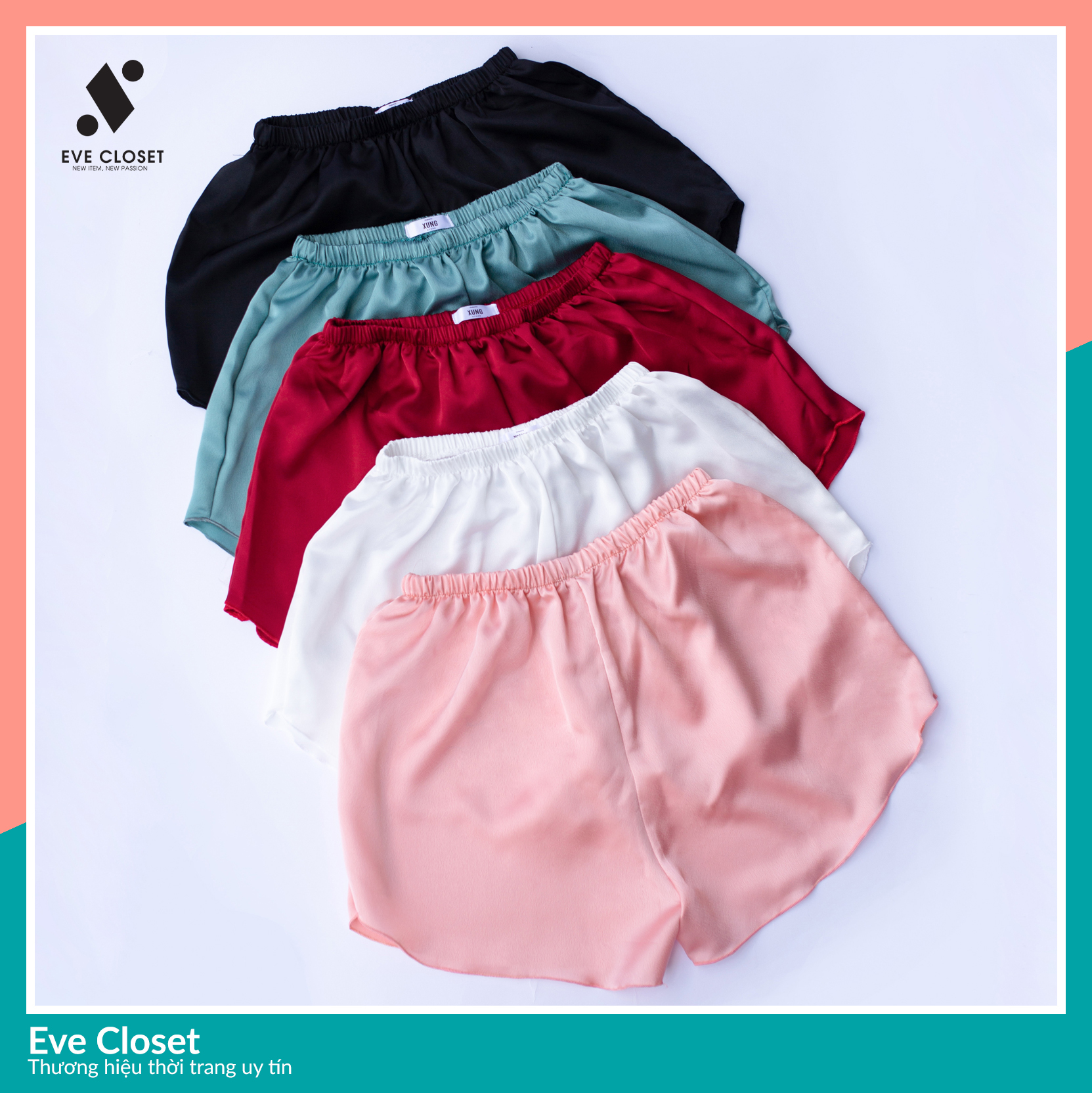 Quần ngủ nữ, Đồ mặc nhà nữ, Quần đùi chất lụa satin mềm mịn – Hàng thiết kế - EVECLOSET