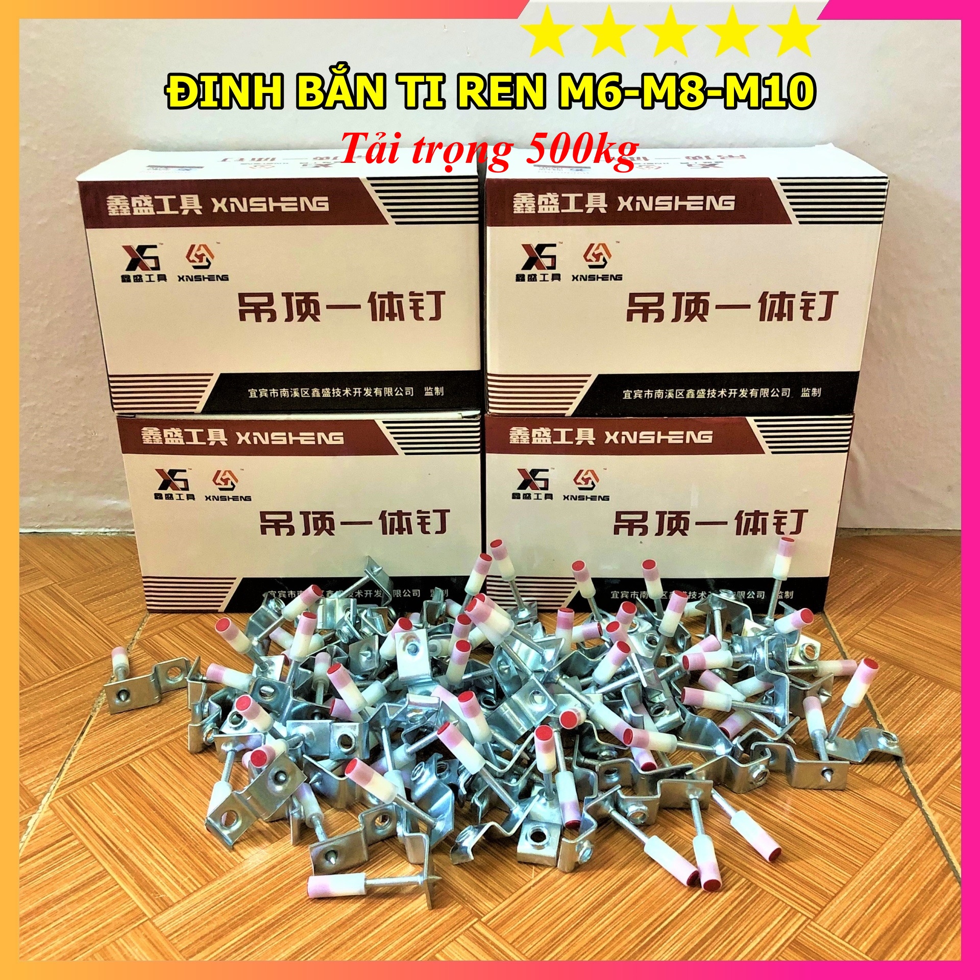 Tắc kê nổ treo ty m6-m8-m10 cho máy bắn ti trần - đinh bắn ty ren - hộp 100 cái - hàng cao cấp không xịt