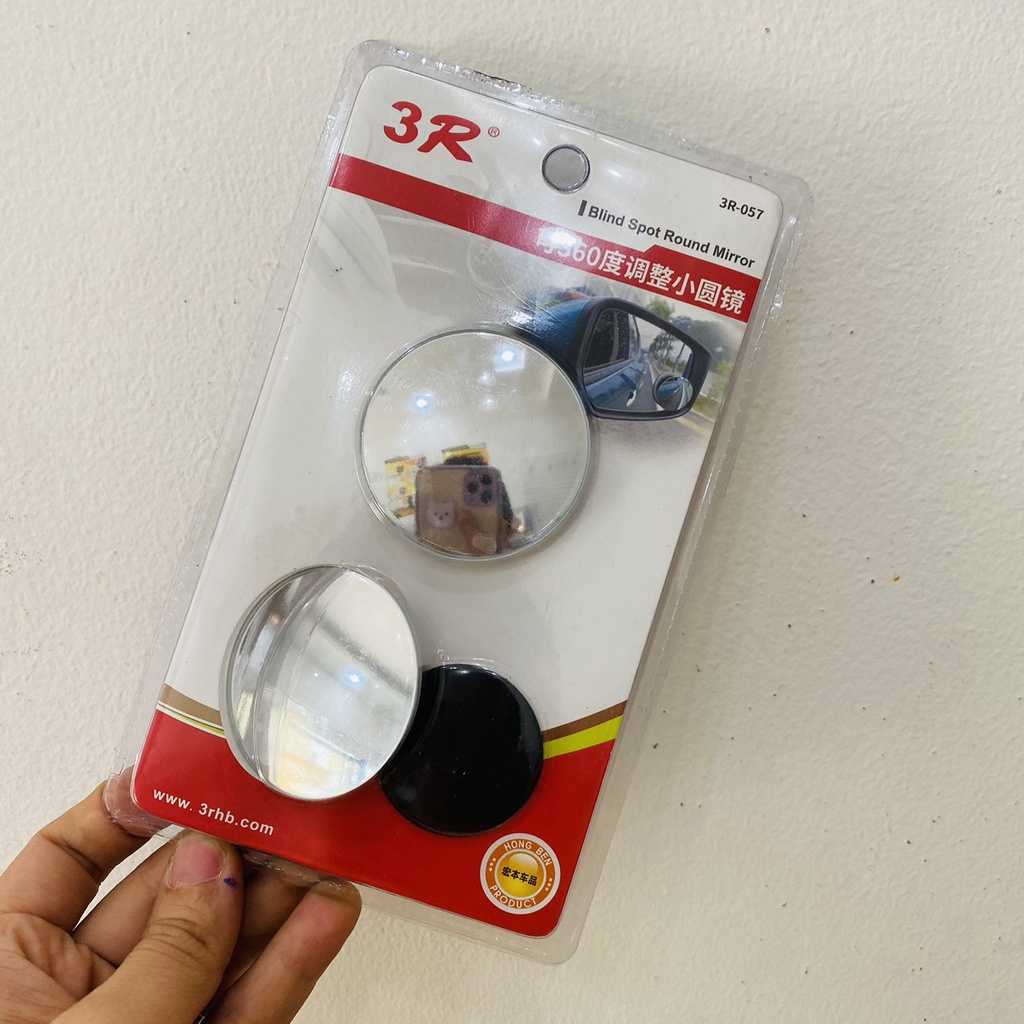Gương cầu lồi ô tô, chính hãng 3r, xoay 360 độ, bộ 02 chiếc, gương cầu lồi xoá điểm mù ô tô, gương cầu lồi 3r