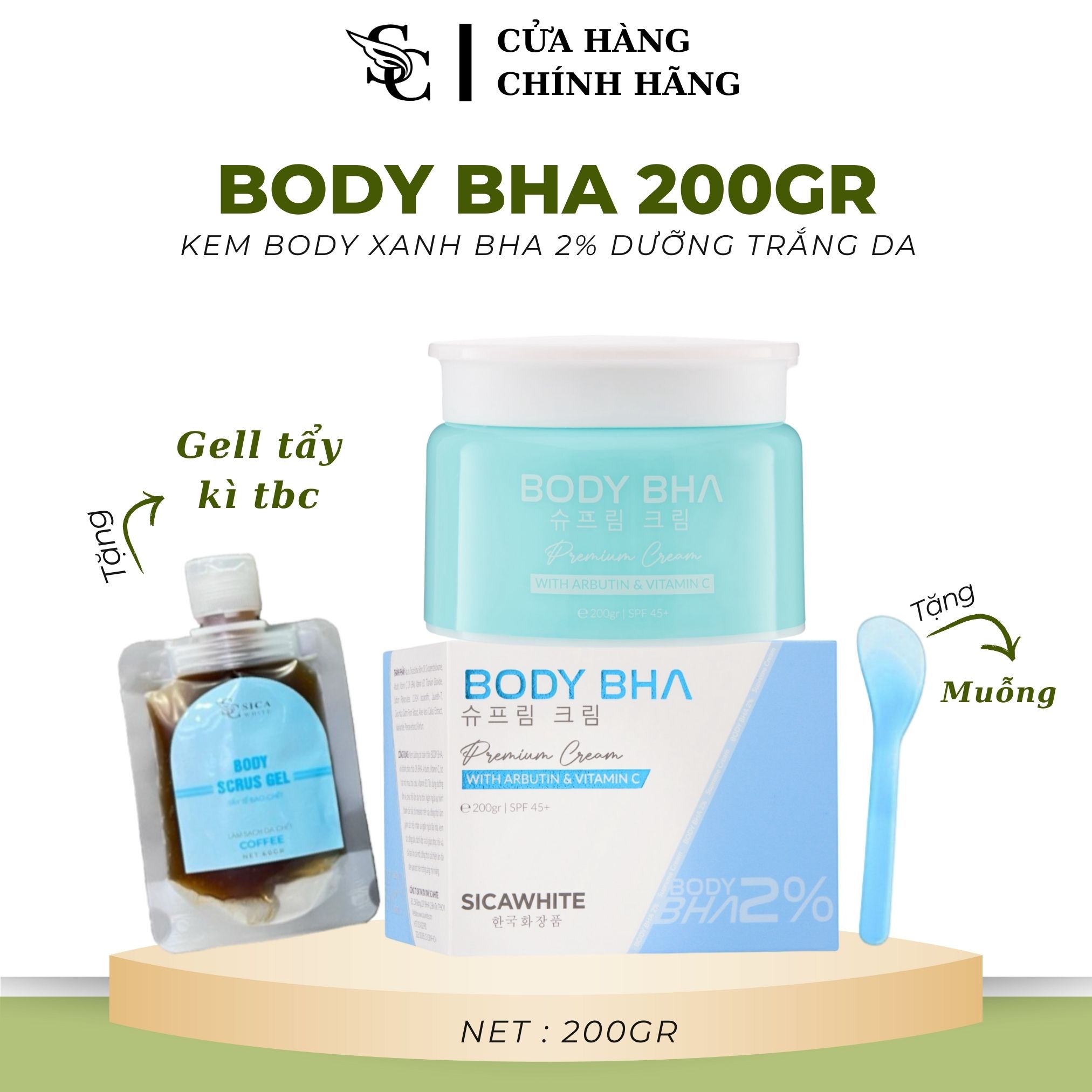Kem body bha sica tặng gel kì trắng - kem body bha trắng da cao cấp sica white