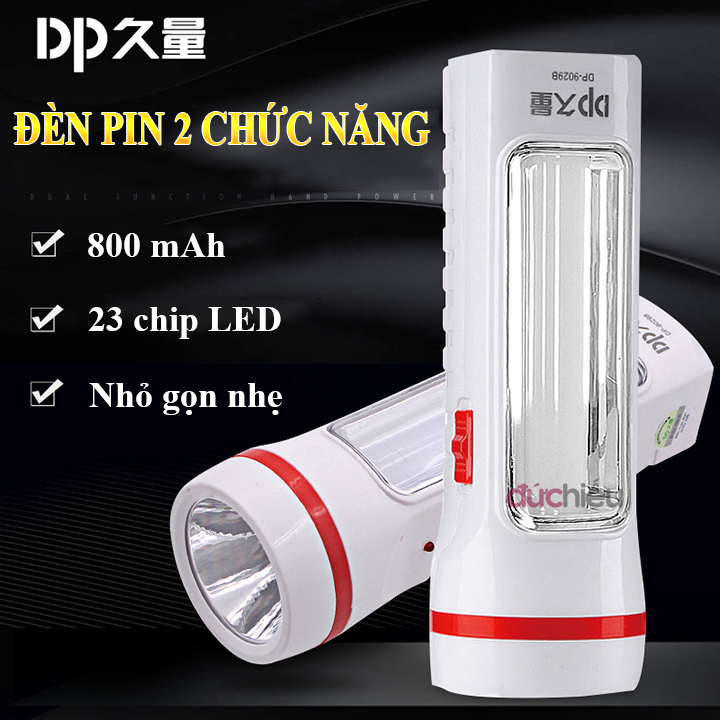 Đèn pin sạc siêu sáng DP-9029, đèn pin 2 chế độ, đèn pin kiêm đèn để bàn - Đức Hiếu Shop